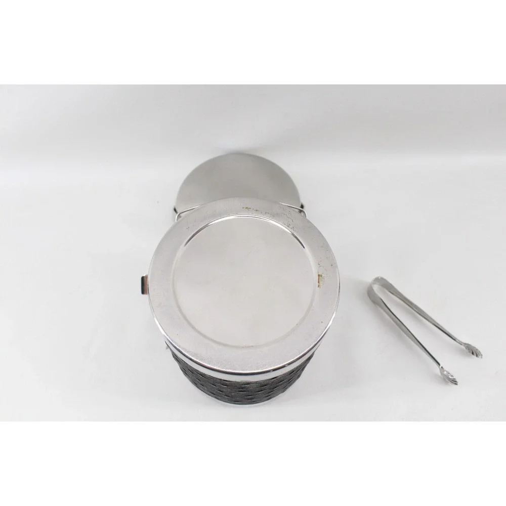 Small Vintage 1970s SUS INOX 18/10 ice Bucket, ice cube tongs stainless steel‎